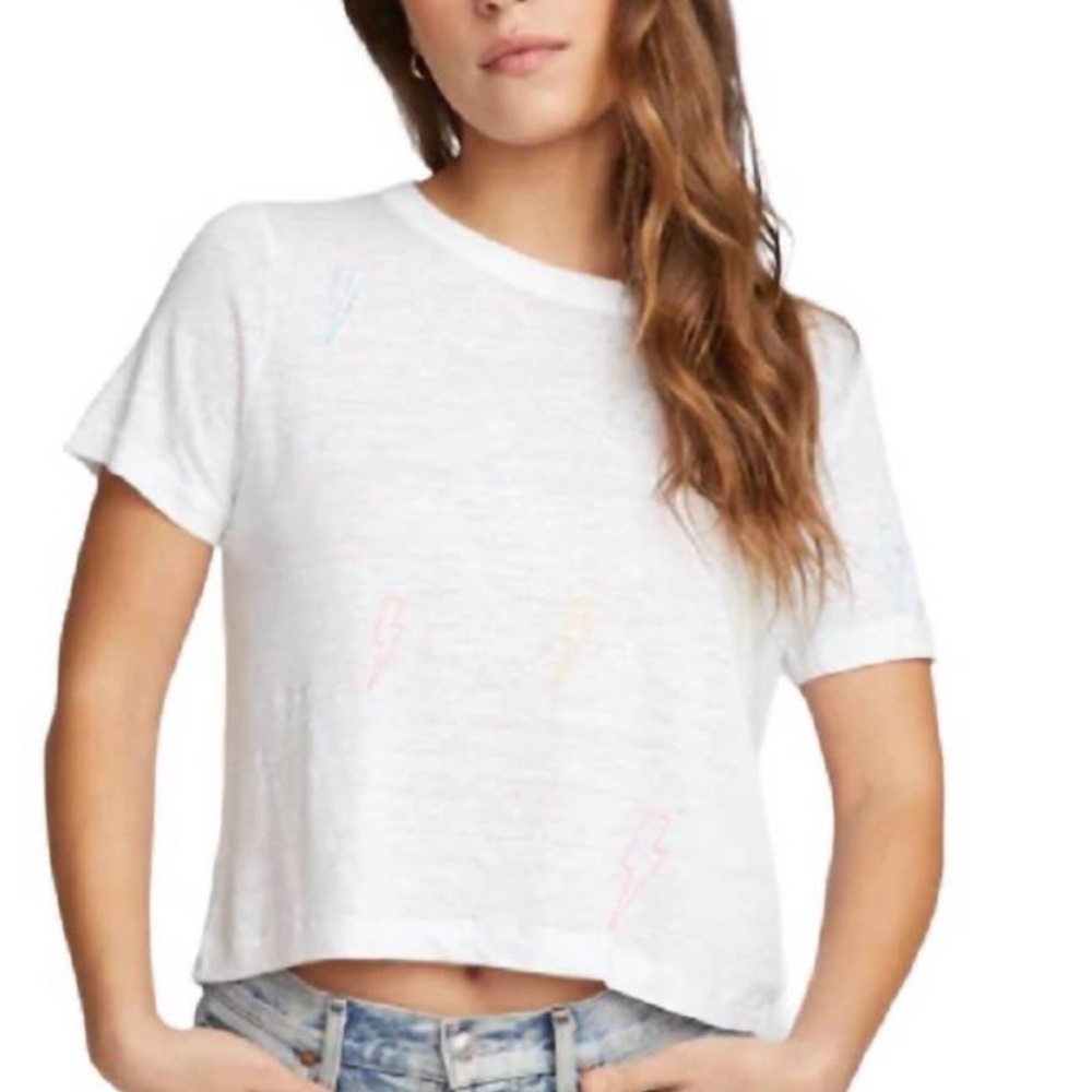 CHASER Neon Bolt Linen Blend Tee